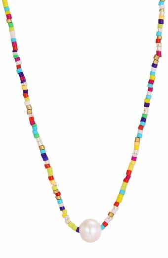 Adornia Freshwater Pearl & Resin Bead Necklace