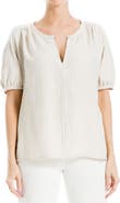 MAX STUDIO Short Sleeve Split Neck Blouse