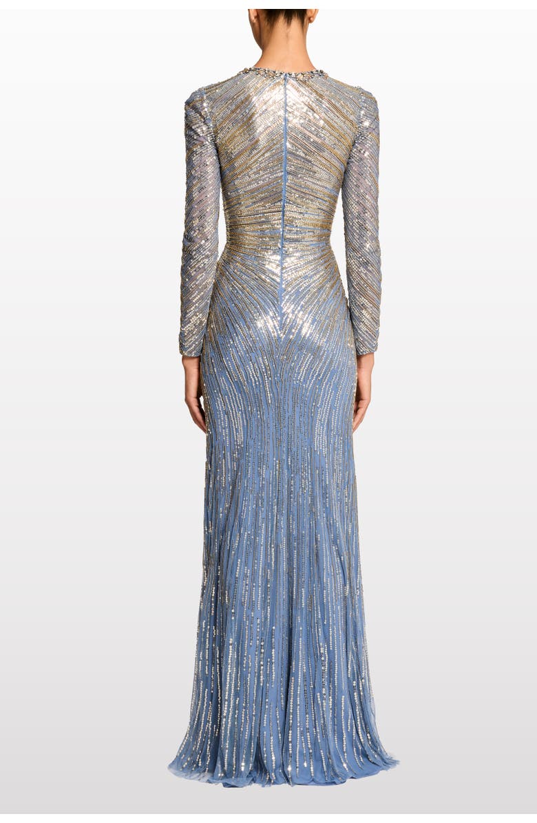 Jenny Packham Wiona Sequin-Embellished Gown, Alternate, color, Denim