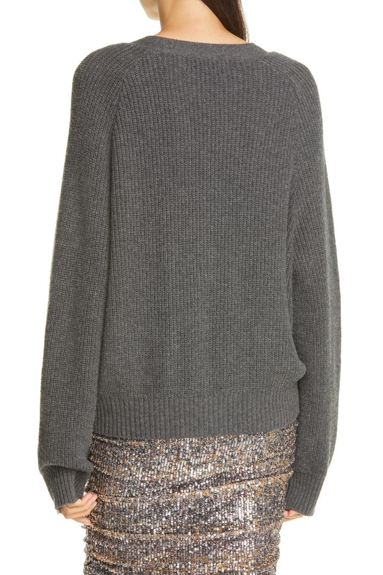 B2B Embellished Pocket Wool Blend Cardigan, Alternate, color, CHARCOAL