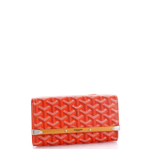 Pre-owned Goyard Goyard Monte Carlo Clutch With Strap Coated Canvas Pm In Orange