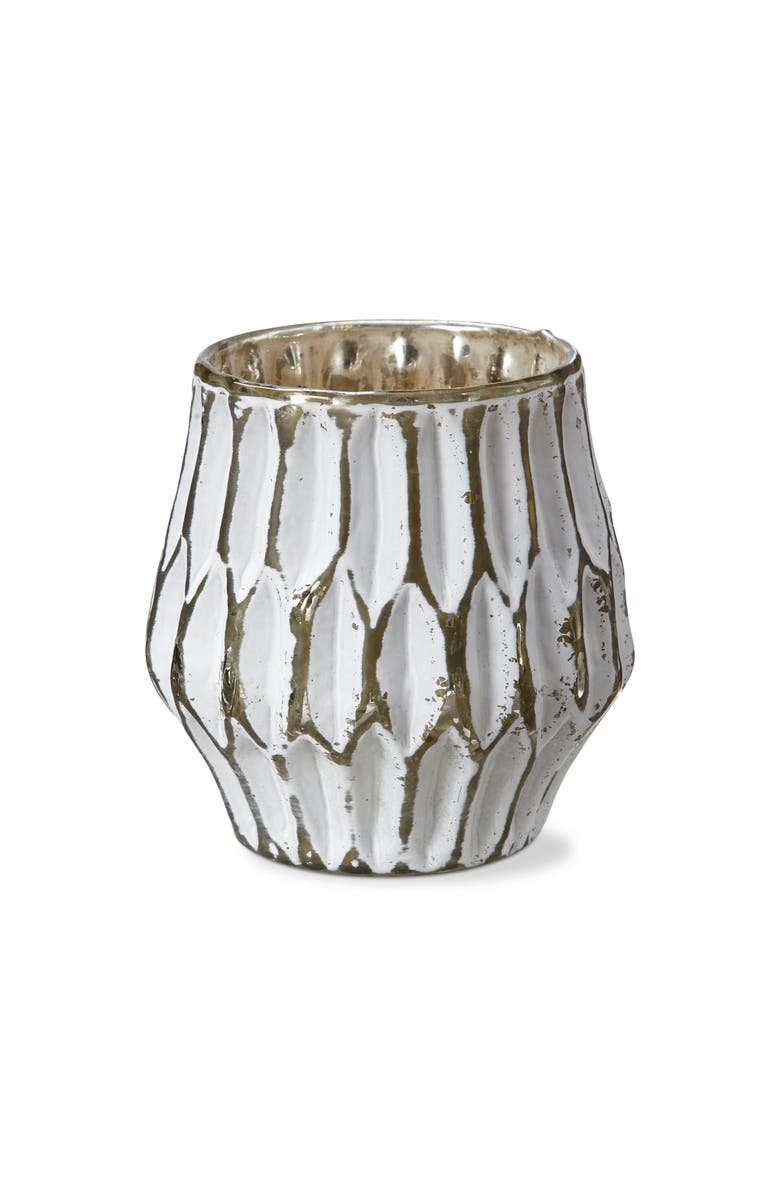 tag White Aria Glass Tealight Candle Holder Decorative Centerpiece, Main, color, White