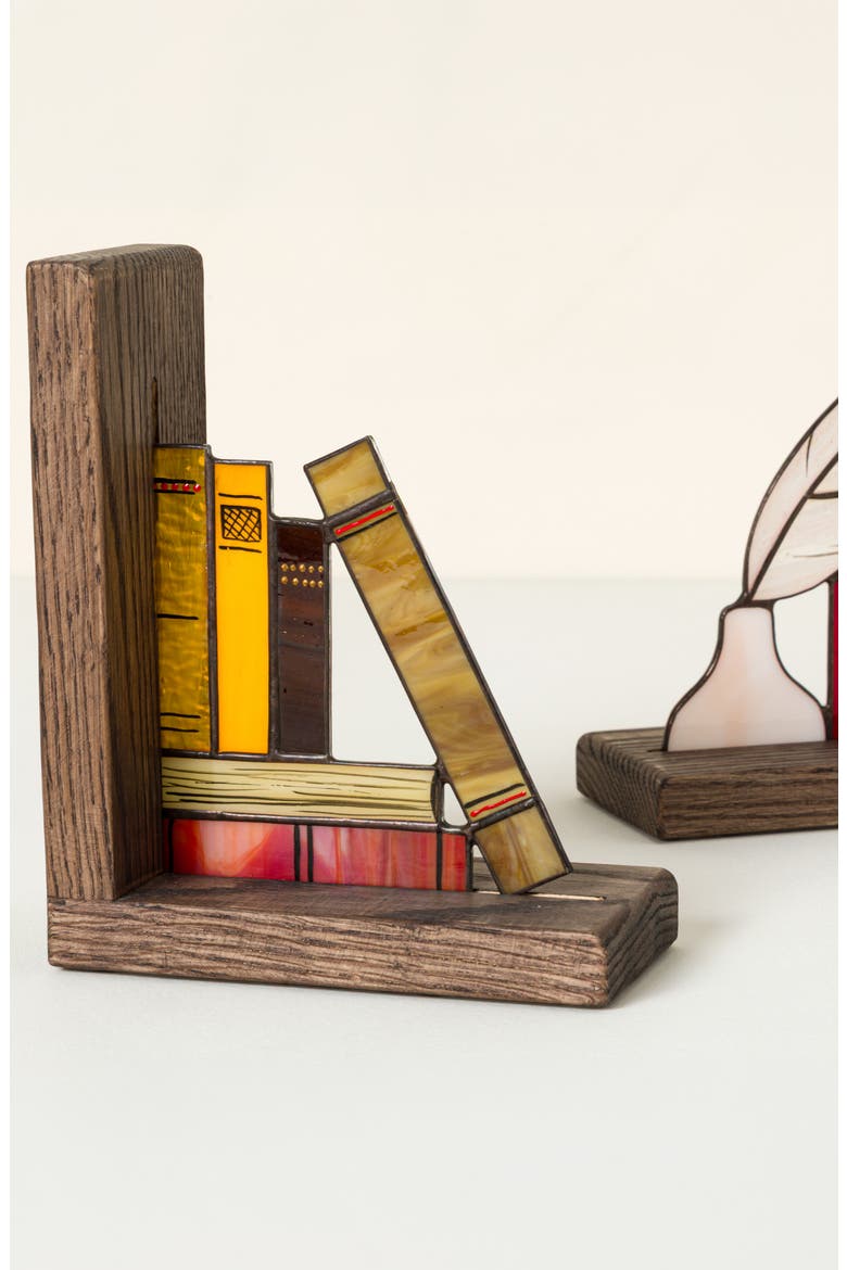 Stained Glass Library Bookends, Alternate, color, Multi