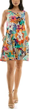 Nina Leonard Sleeveless Trapeze Dress
