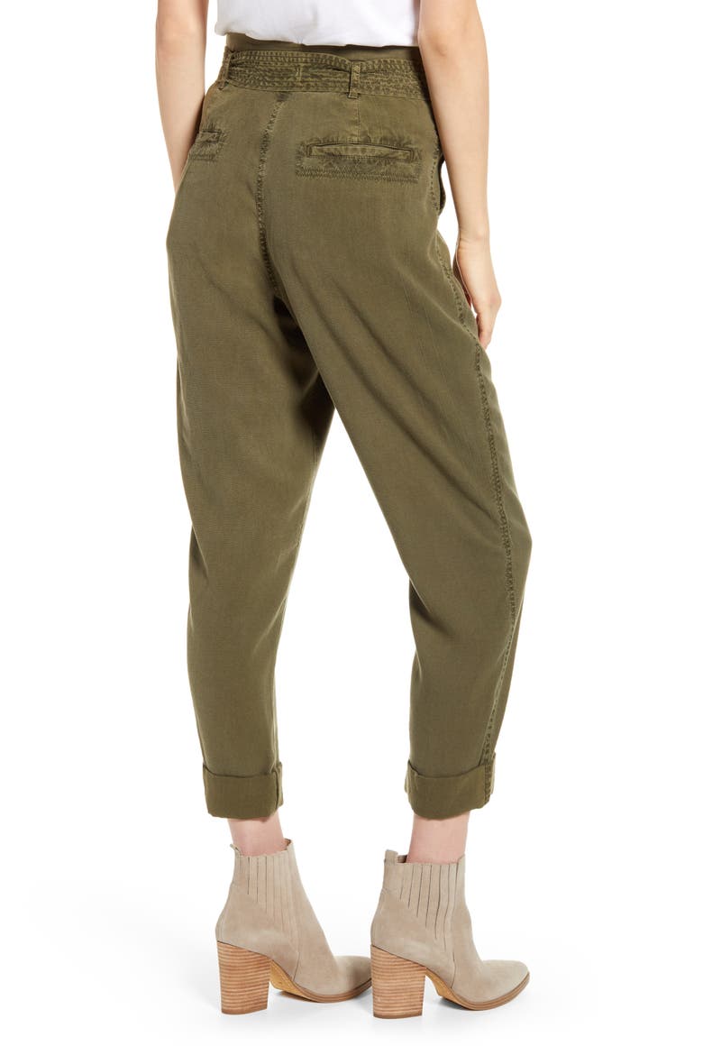 Paperbag Waist Pants, Alternate, color, OLIVE SARMA