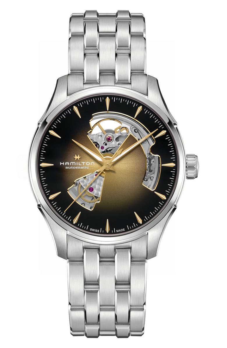 Hamilton Jazzmaster Open Heart Bracelet Watch, Main, color, Gold