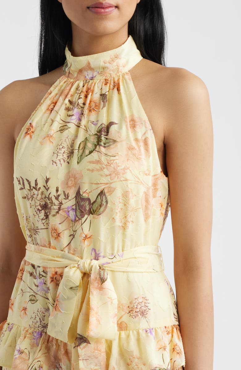 Anne Klein Tiered Ruffle Sleeveless Chiffon Maxi Dress, Alternate, color, Daffodil Multi