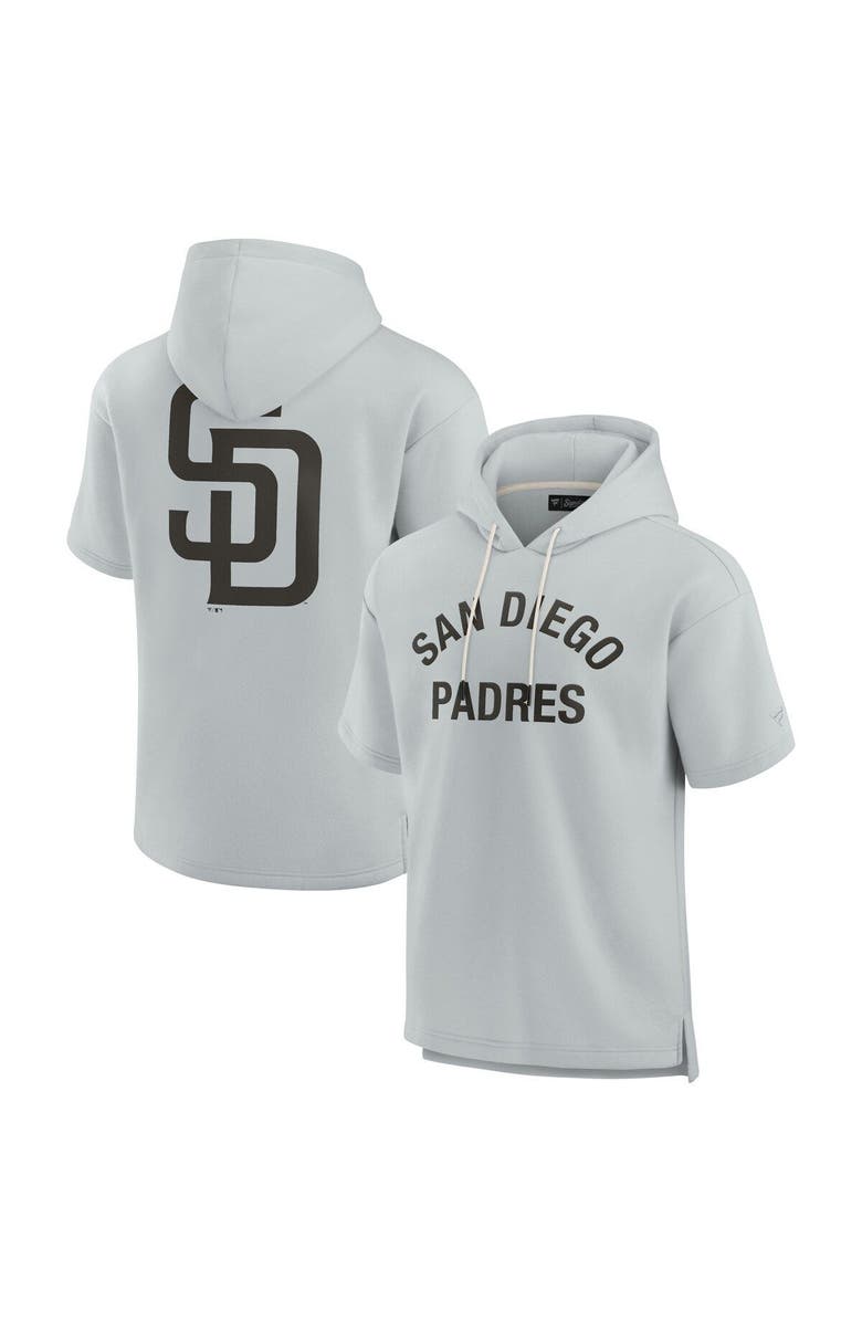 Fanatics Signature Unisex Fanatics Signature Gray San Diego Padres Elements Super Soft Fleece Short Sleeve Pullover Hoodie, Main, color, Gray