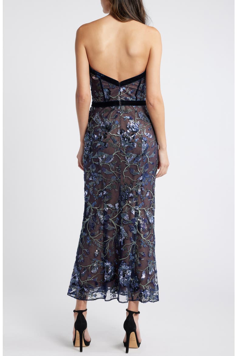 Marchesa Notte Floral Sequin Strapless Dress (Women) | Nordstrom