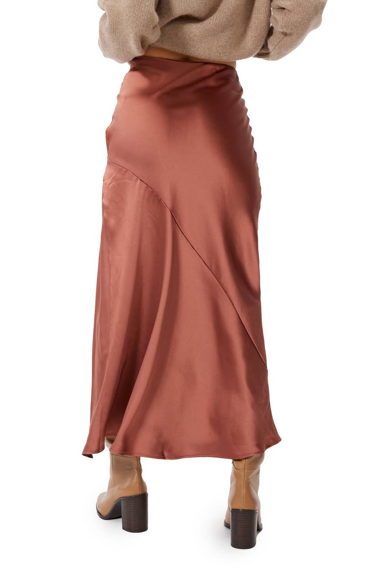 Manhattan Satin Maxi Skirt, Alternate, color, RUST