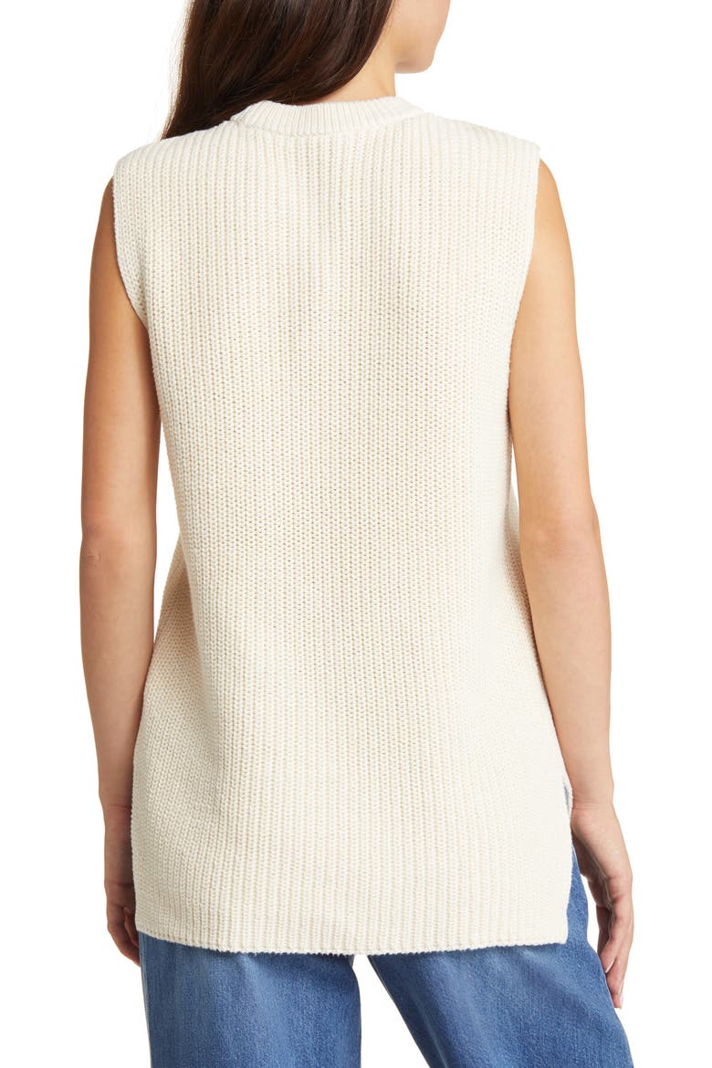 Ribbed Long Sweater Vest, Alternate, color, ANTIQUE CREAM