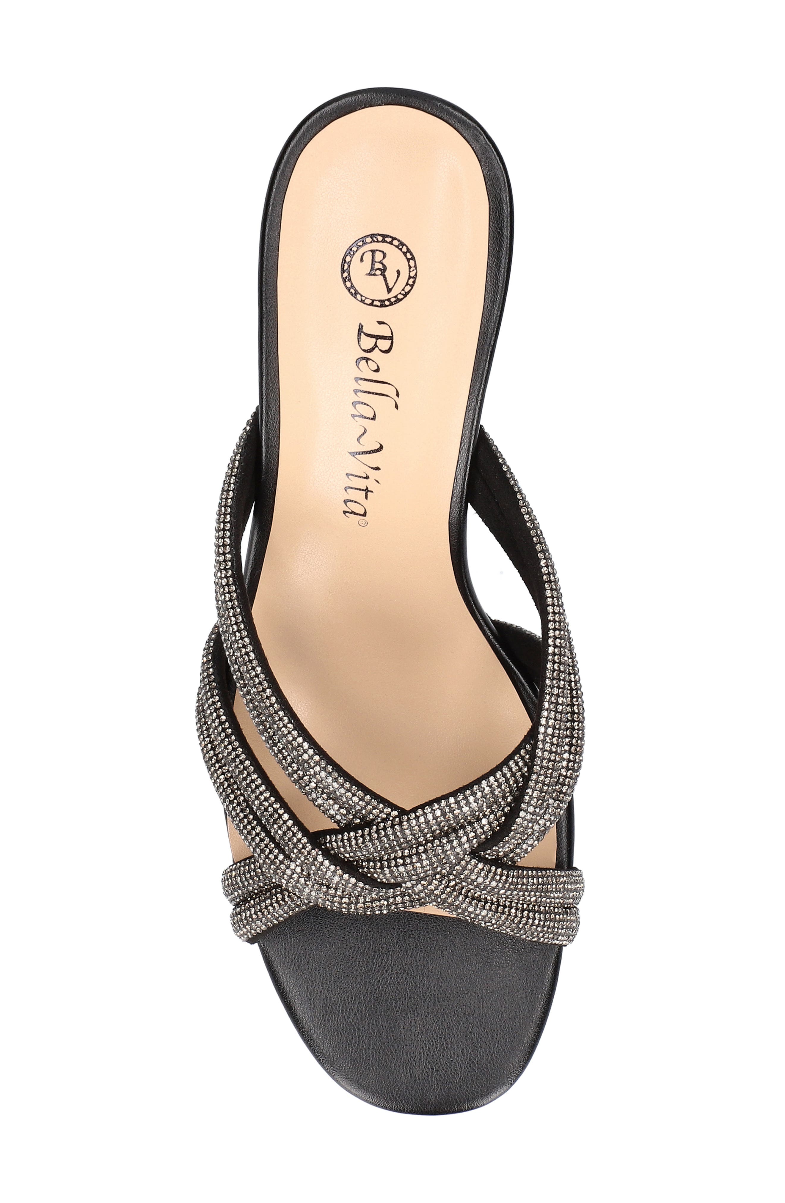 Bella Vita Carmen Crystal Sandal, Alternate, color, Black Suede