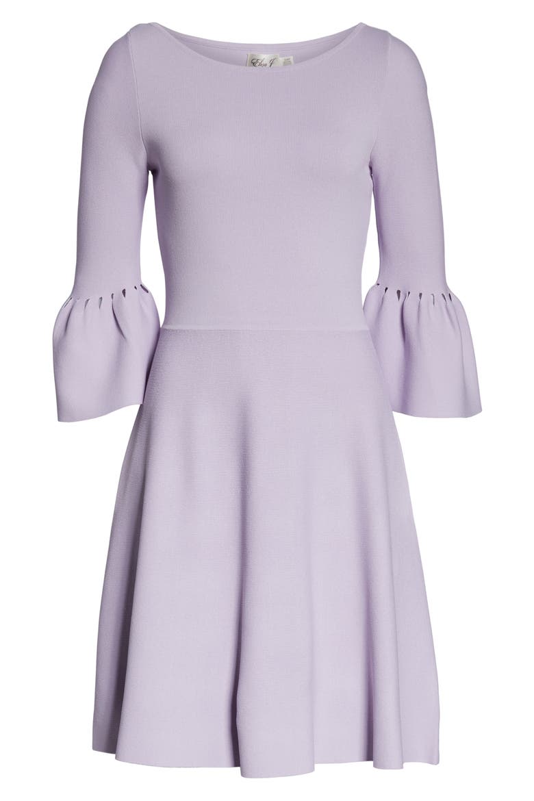 Cutout Bell Sleeve Sweater Dress, Alternate, color, LILAC