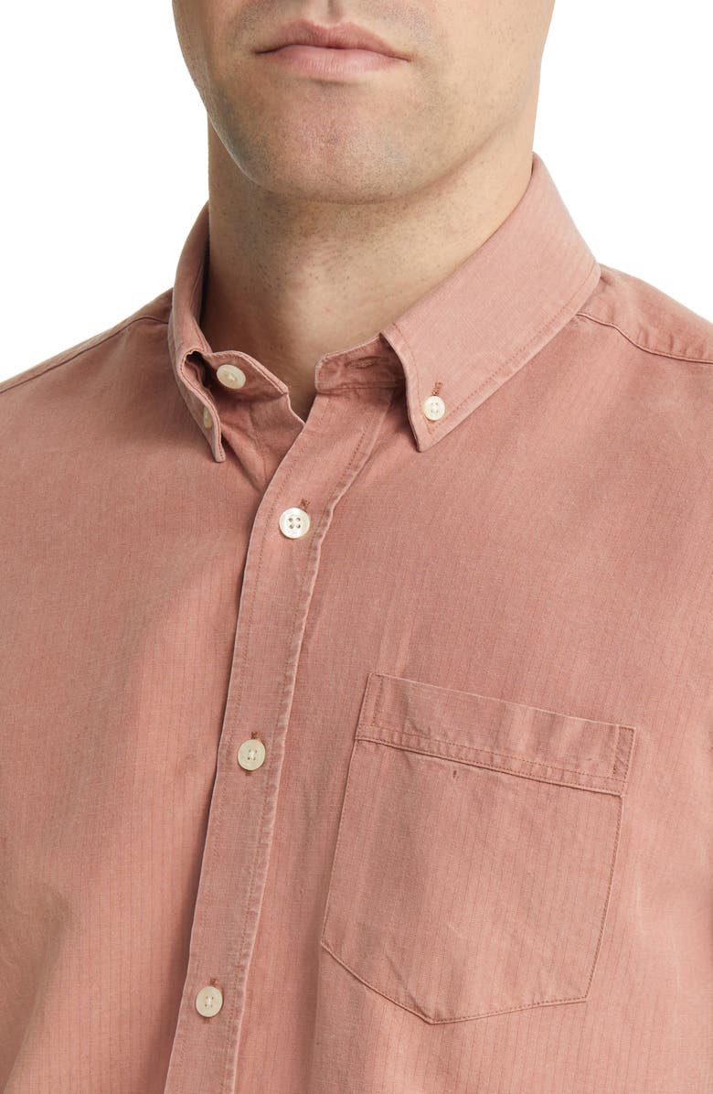 FORET Beam Ripstop Button-Down Shirt, Alternate, color, Brick