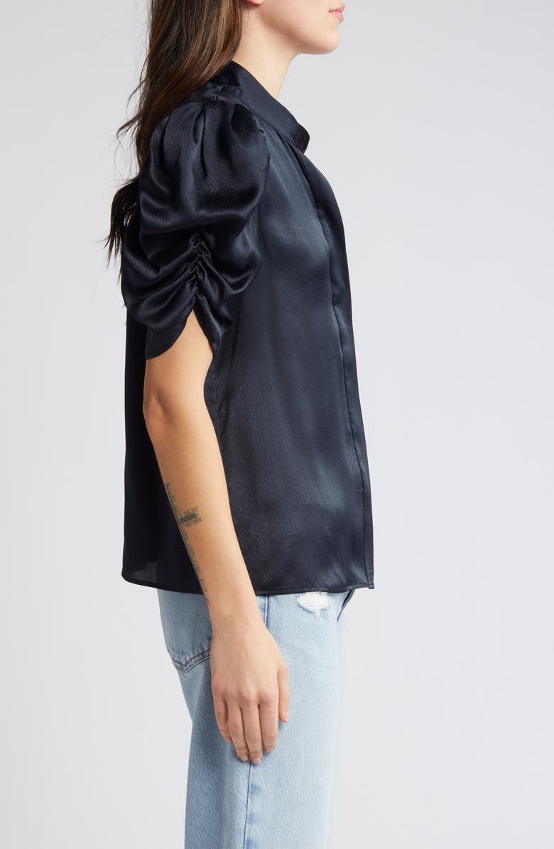 FRAME Puff Sleeve Silk Button-Up Shirt, Alternate, color, 