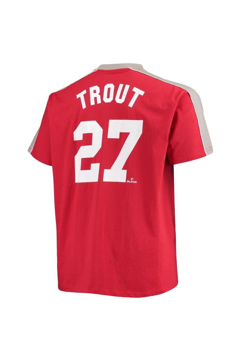 Men's Mike Trout Red/Silver Los Angeles Angels Big & Tall Fashion Piping Player T-Shirt, Alternate, color, Red