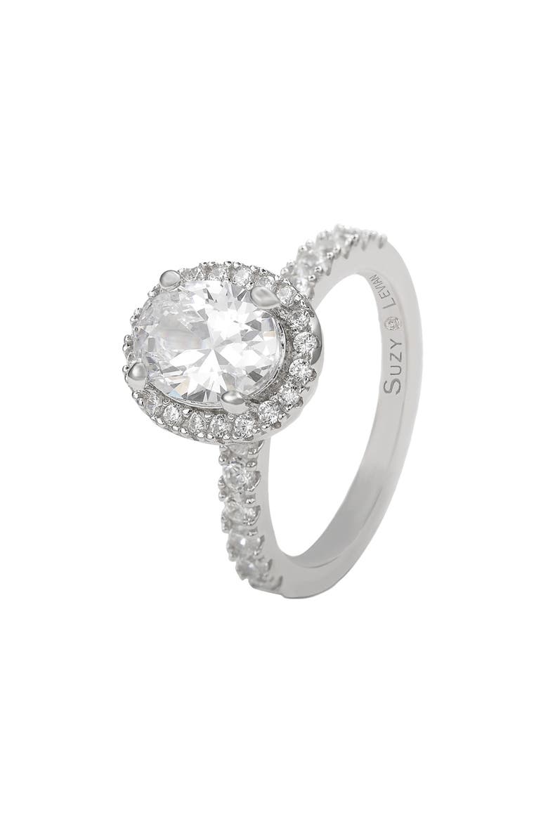 Sterling Silver Oval Cubic Zirconia Ring, Alternate, color, WHITE