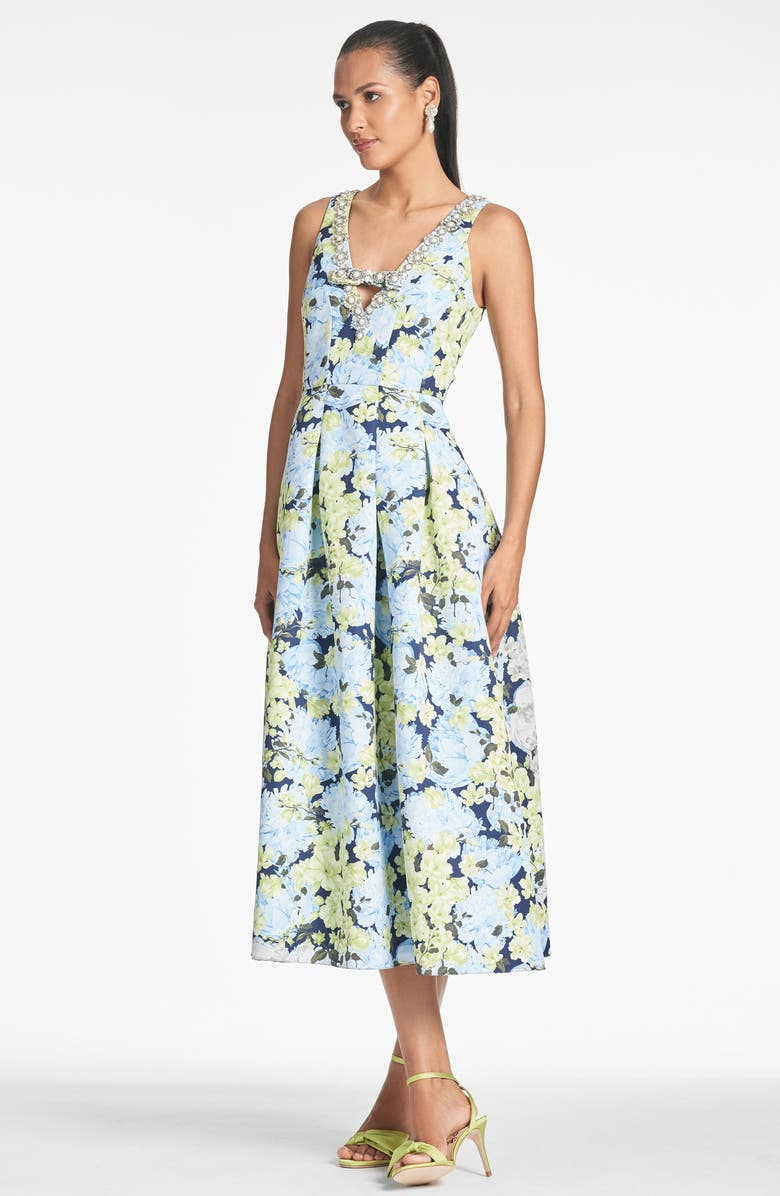 Sachin & Babi Millie Imitation Pearl & Crystal Detail Floral Cocktail Midi Dress, Alternate, color,