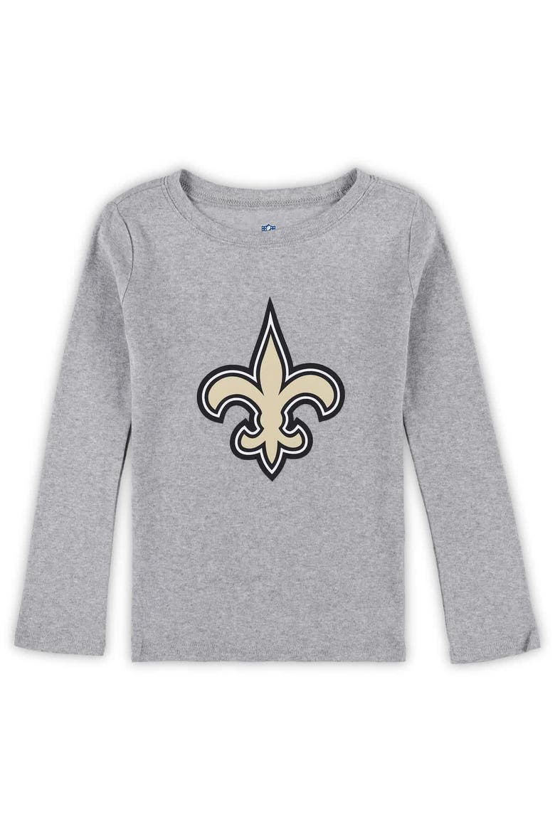 Preschool Heather Gray New Orleans Saints Long Sleeve T-Shirt and Pants Sleep Set, Alternate, color, Heather Gray