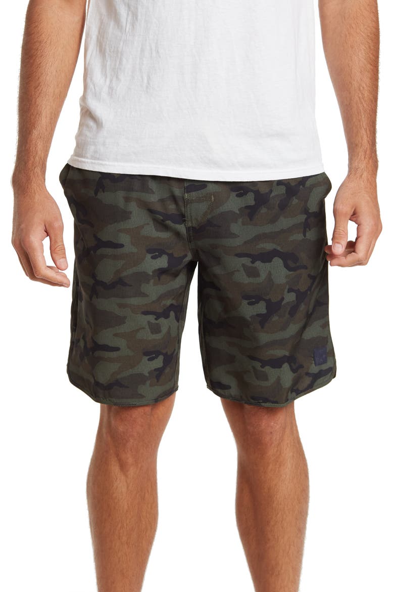 Camo Windjammer Shorts, Main, color, GREEN CAMO
