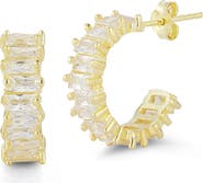 SPHERA MILANO Baguette Cubic Zirconia Hoop Earrings
