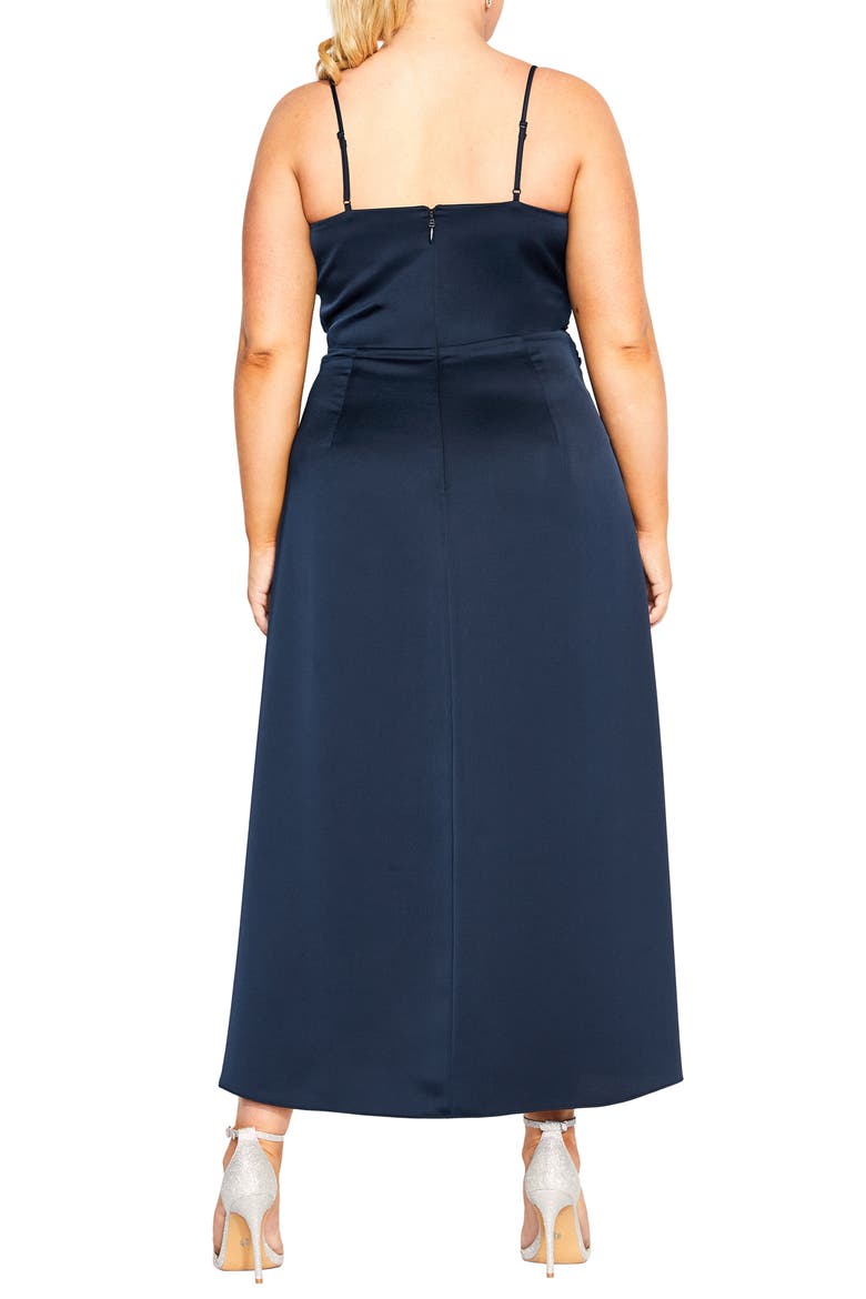 Simplicity Cowl Neck Satin Midi Dress, Alternate, color, NAVY