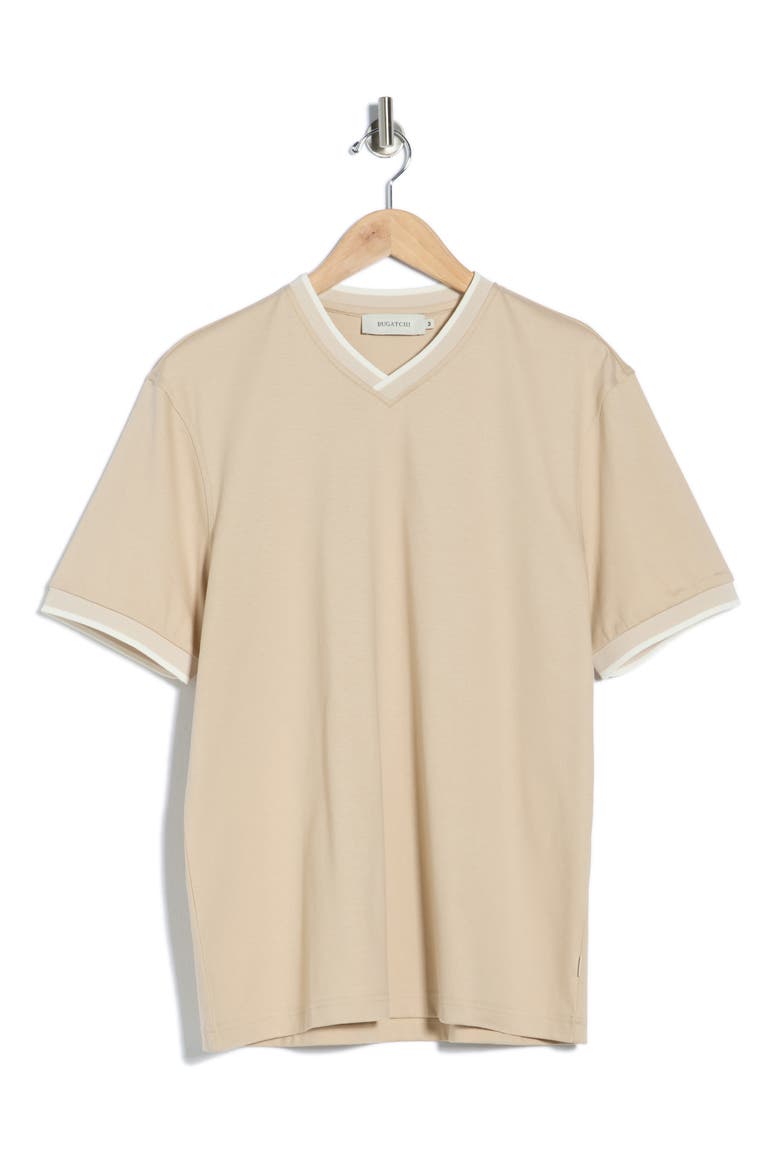 Pima Cotton V-Neck T-Shirt, Alternate, color, SAND