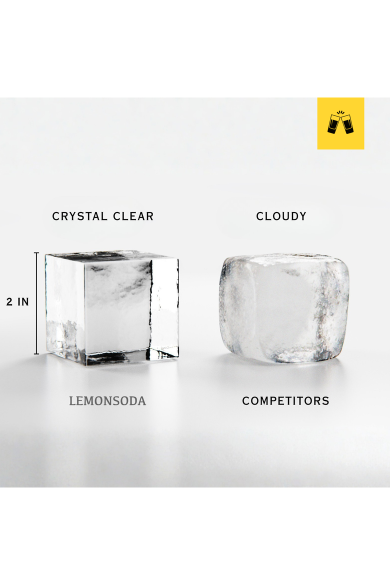Crystal Clear Ice Cube Maker Mold - Eight 2" Square Ice Cubes, Alternate, color, Clear
