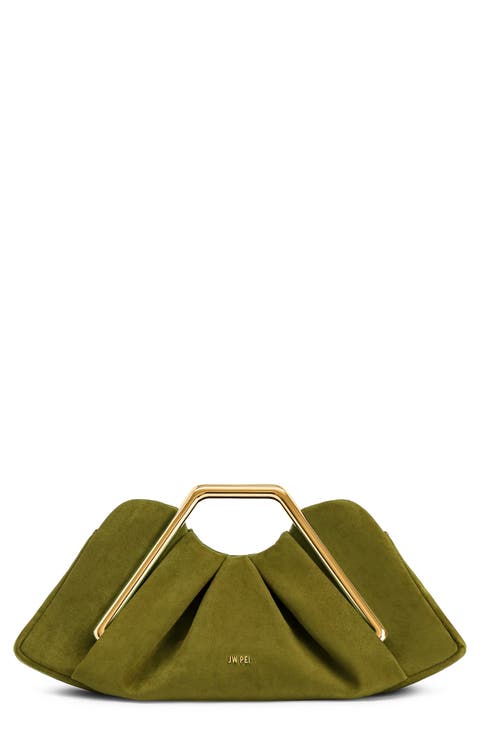 Lila Croc Embossed Faux Leather Clutch