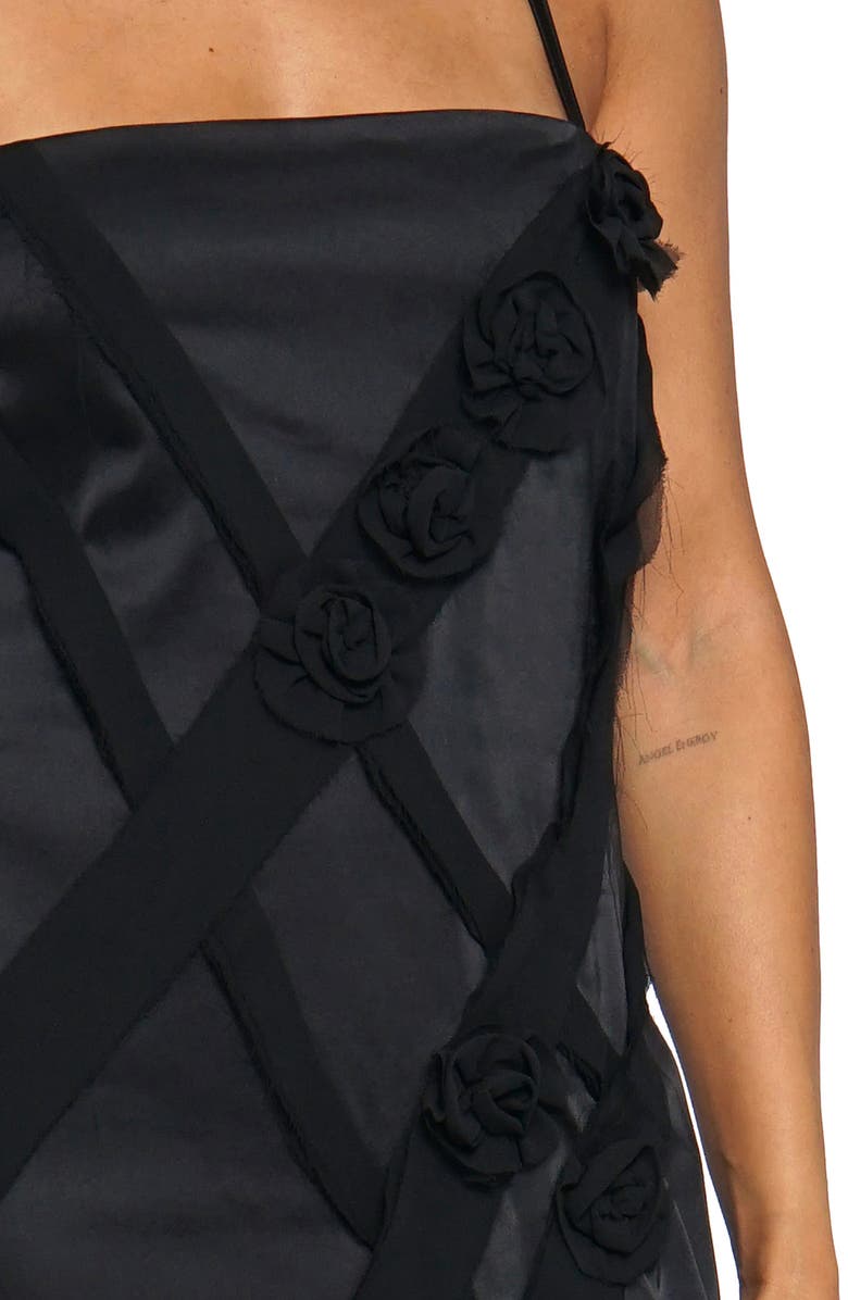 Know One Cares Flower Trim Satin Maxi Slipdress, Alternate, color,