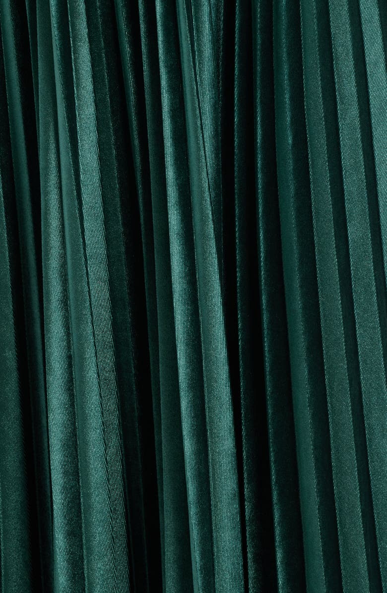 Anne Klein Pull-On Pleated Velour Skirt, Alternate, color, Pine Forest