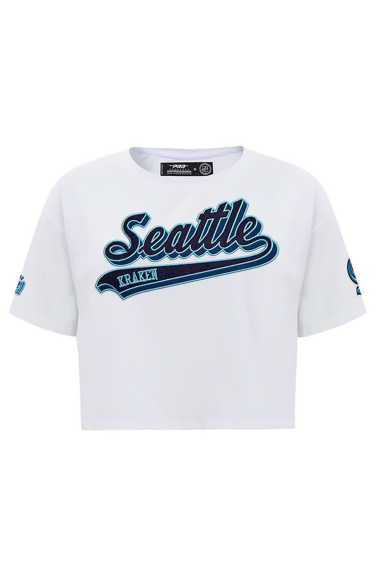 PRO STANDARD Women's Pro Standard White Seattle Kraken Boxy Script Tail Cropped T-Shirt, Alternate, color, White