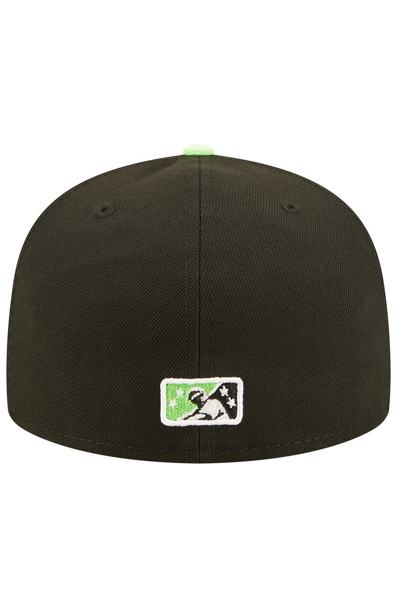 New Era Men's New Era Black/Neon Green Erie SeaWolves Theme Night 59FIFTY Fitted Hat, Alternate, color, 