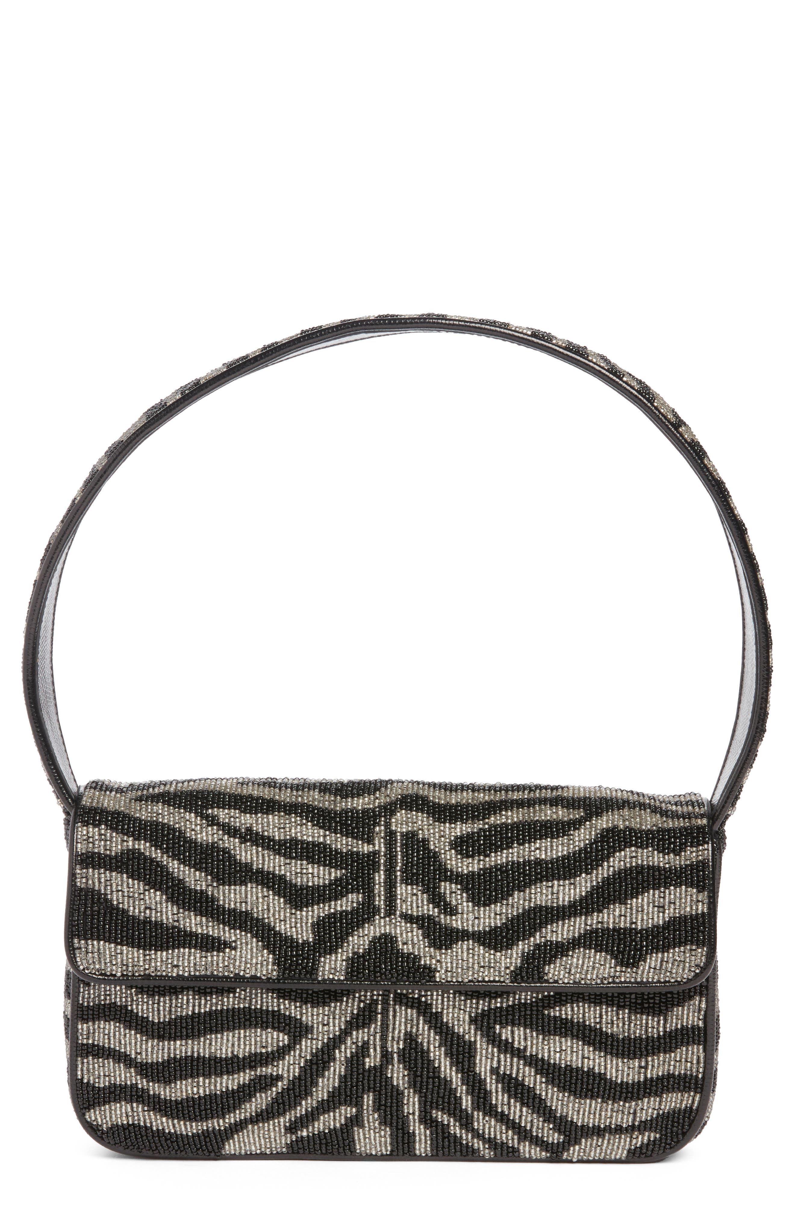 Tommy Beaded Shoulder Bag, Main, color, BLACK/ WHITE