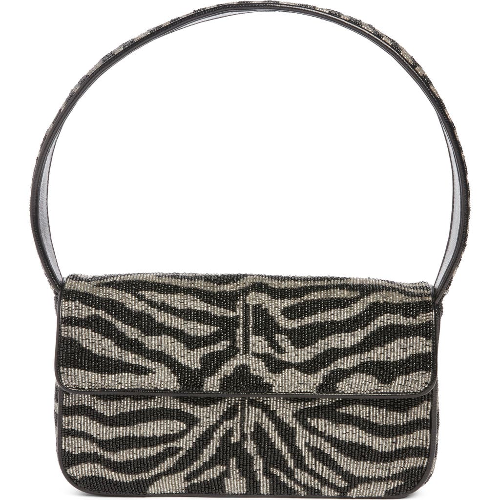 STAUD Tommy Beaded Shoulder Bag in Black/white at Nordstrom