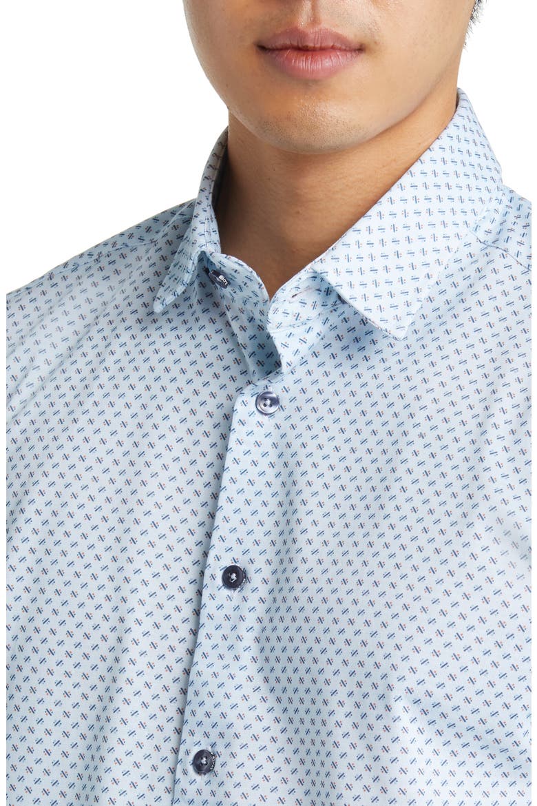 Knot Geo Dry Touch® Performance Jersey Button-Up Shirt, Alternate, color, BLUE