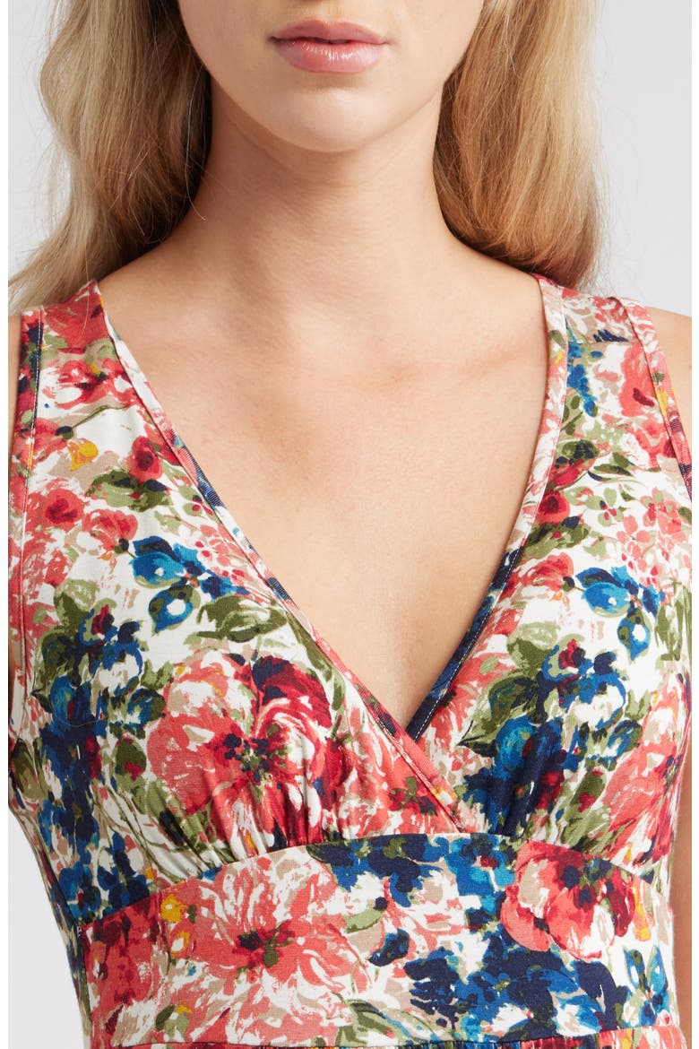Empire Waist Jersey Maxi Dress, Alternate, color, RED MULTI