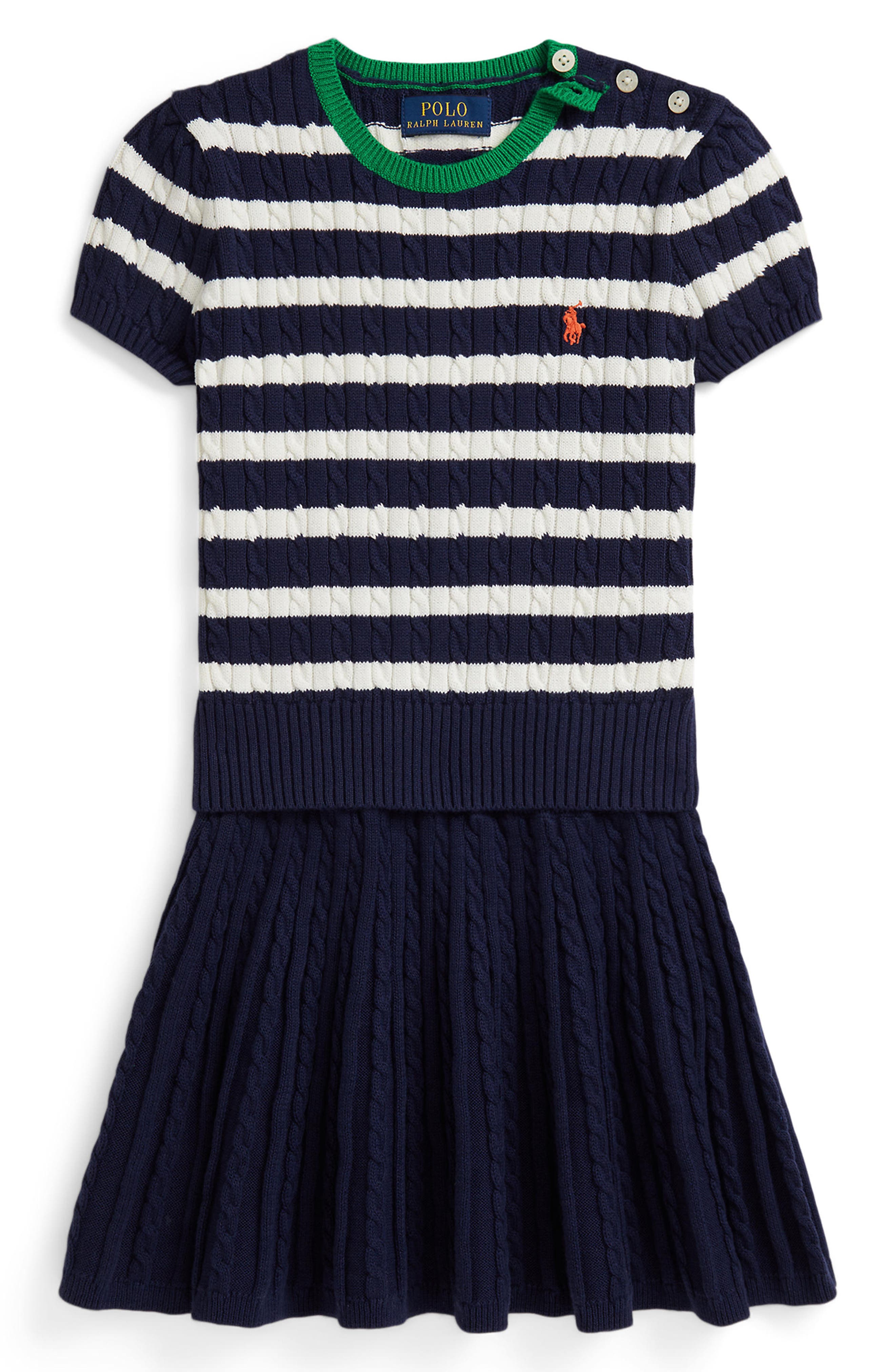 Kids' Short Sleeve Cable Knit Sweater & Skirt Set