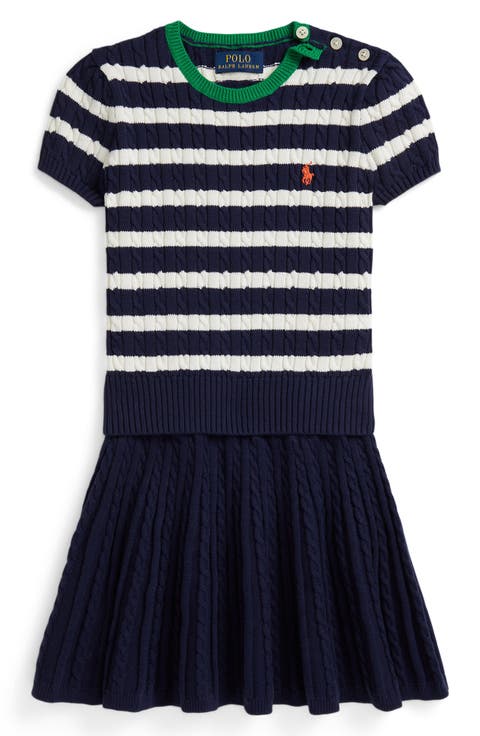Kids' Short Sleeve Cable Knit Sweater & Skirt Set (Toddler & Little Kid)