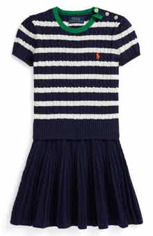 Kids' Short Sleeve Cable Knit Sweater & Skirt Set