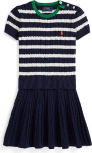 Polo Ralph Lauren Kids' Short Sleeve Cable Knit Sweater & Skirt Set