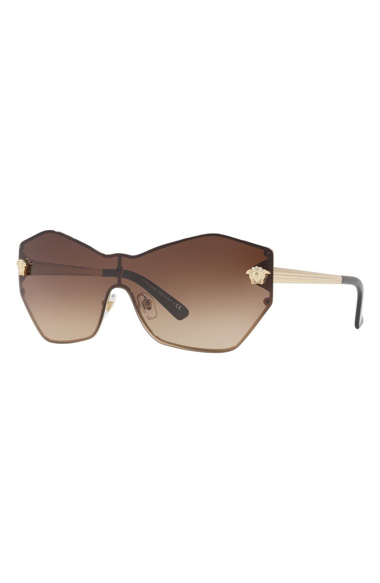 Versace Gradient Shield Sunglasses, Alternate, color, Gold/ Gold