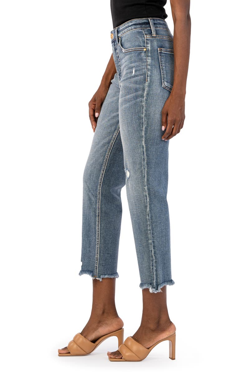KUT from the Kloth Rachael Fab Ab Frayed High Waist Crop Mom Jeans, Alternate, color, 
