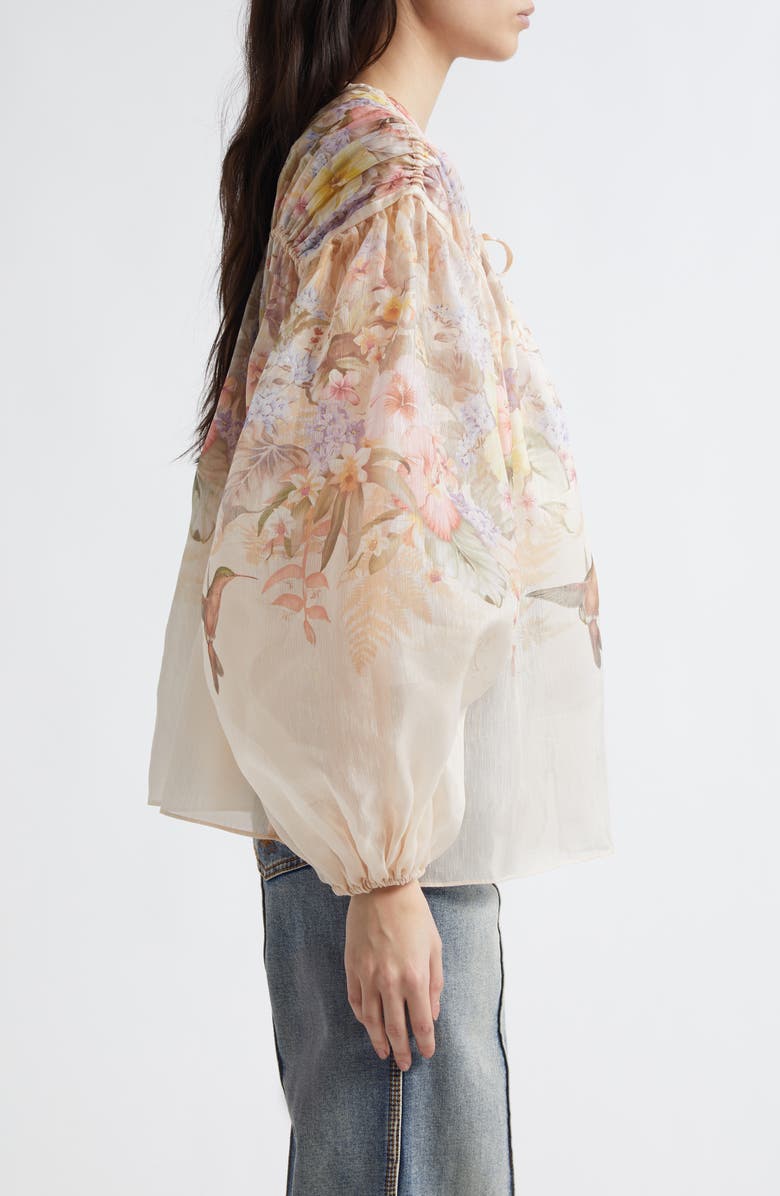 Zimmermann Tropical Floral Linen & Silk Shirt, Alternate, color,