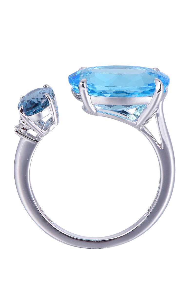 Kahn High Jewelry Swiss Blue & London Blue Topaz Open Ring with Diamonds, Alternate, color, 