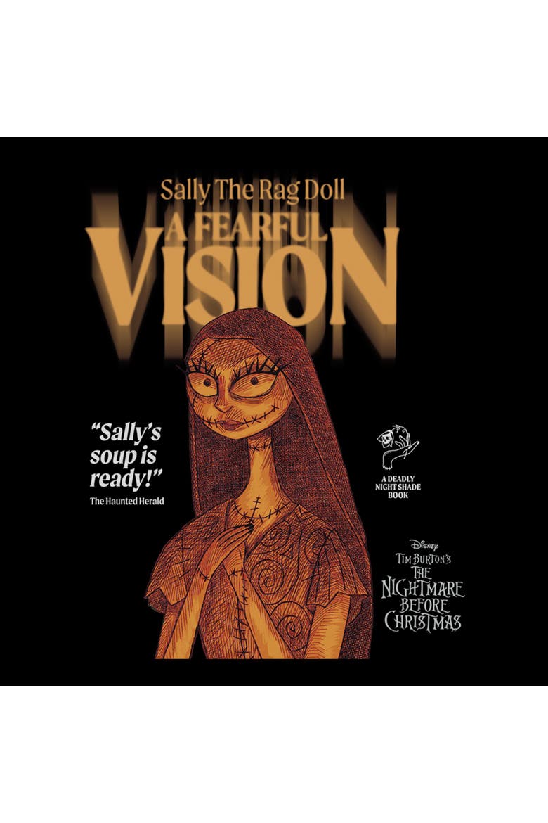 Juniors The Nightmare Before Christmas A Fearful Vision Sally T Shirt, Alternate, color, Black