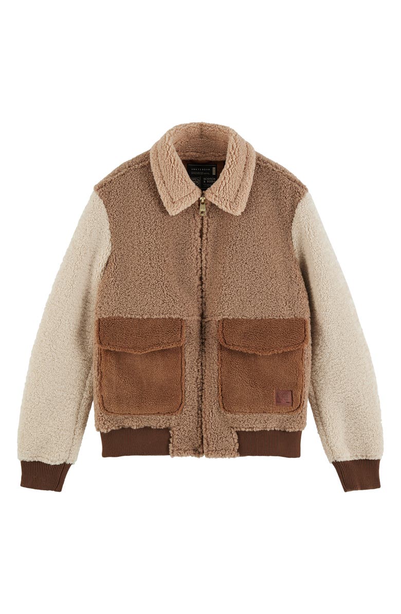 Scotch & Soda Colorblock Fleece Bomber Jacket, Alternate, color,