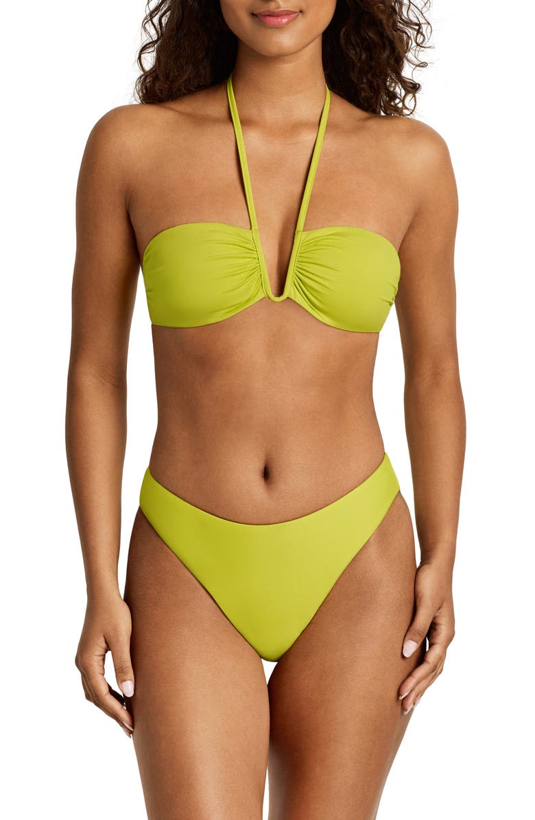 Lauren Ralph Lauren Curved Waist Bikini Bottoms, Alternate, color, Lime Breeze