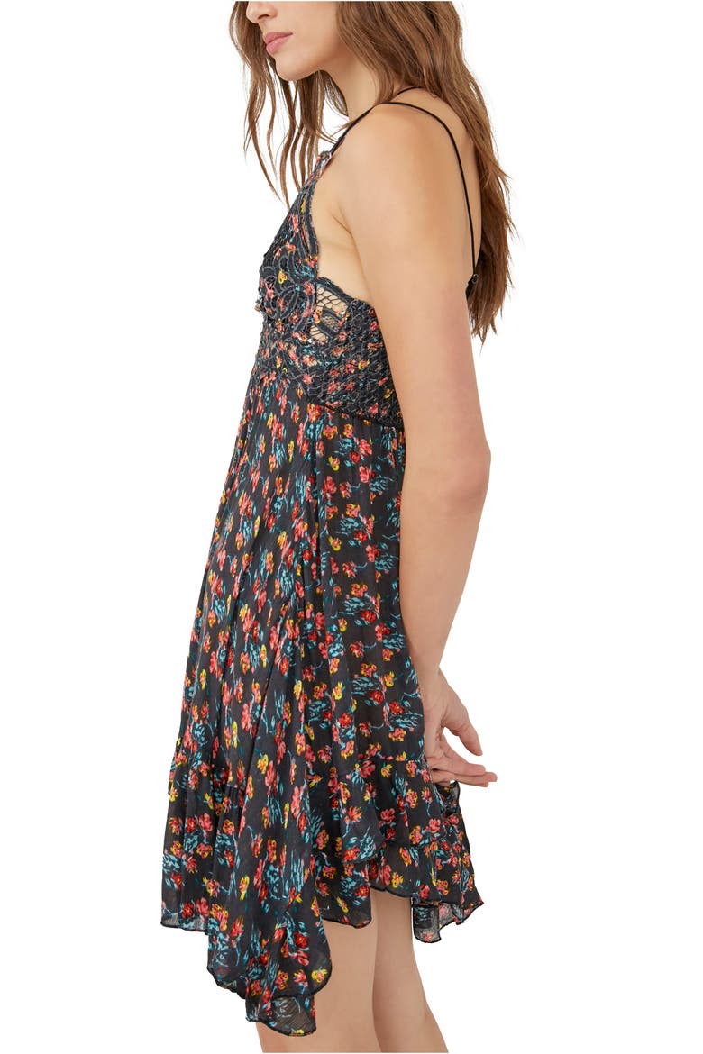 Adella Floral Frilled Chemise, Alternate, color, BLACK COMBO
