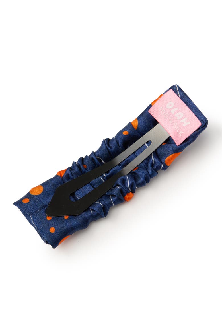Celestia Silk Hair Barrette Clip, Alternate, color, Blue